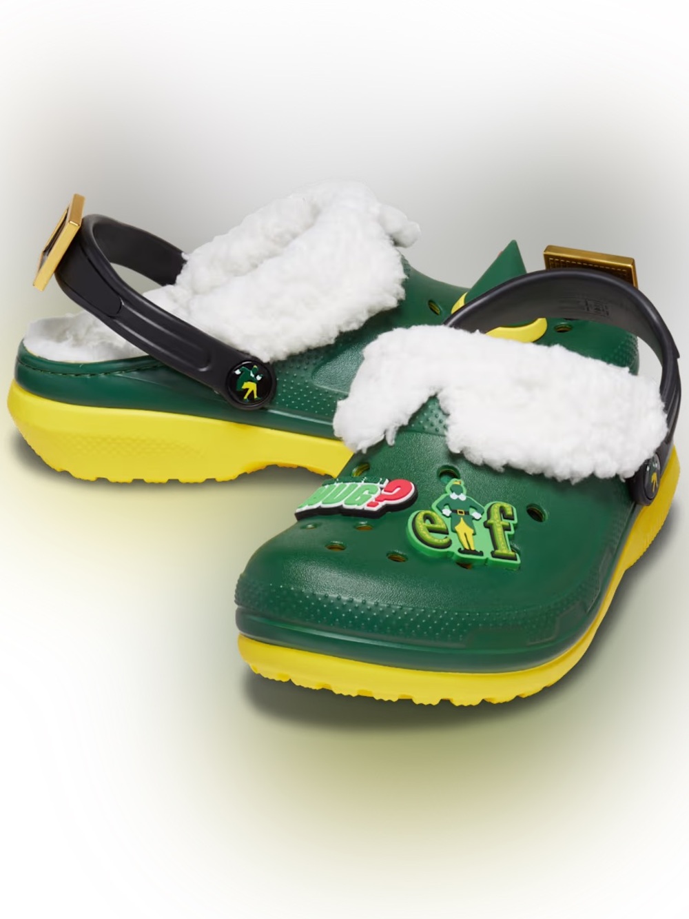 Crocs x Elf Classic Lined Clogs Juniors Size 3 & Buddy the Elf Christmas Jibbitz
